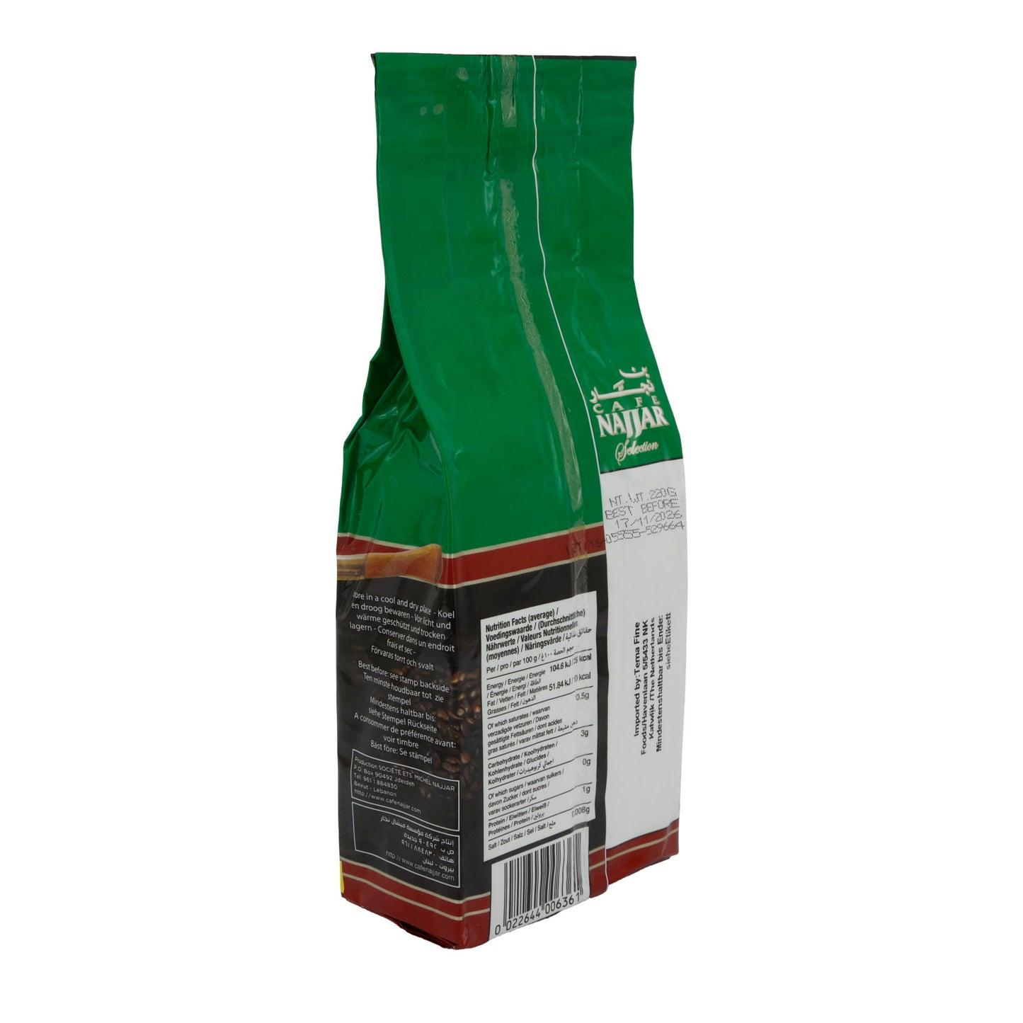Café Najjar Selection Arabica 100% with Cardamom, ground coffee, 200g + 20g