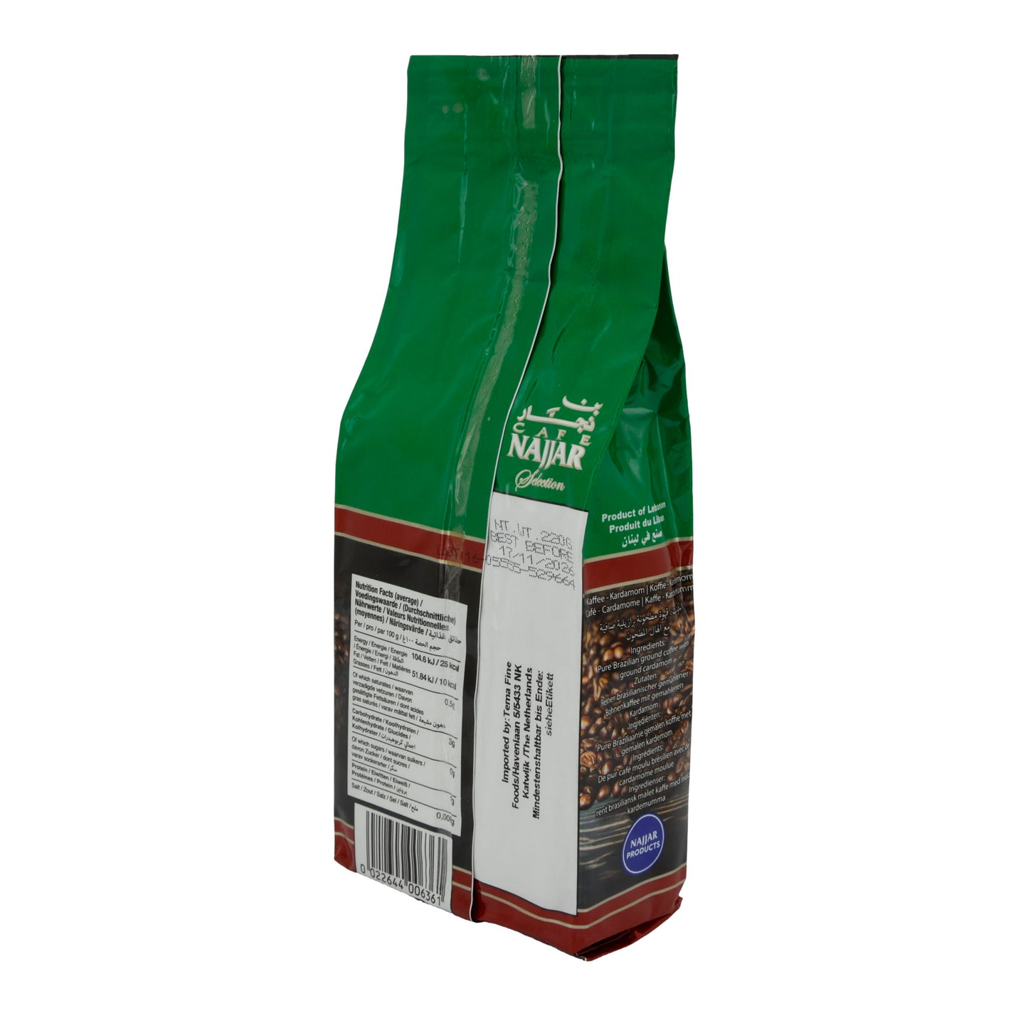 Café Najjar Selection Arabica 100% with Cardamom, ground coffee, 200g + 20g