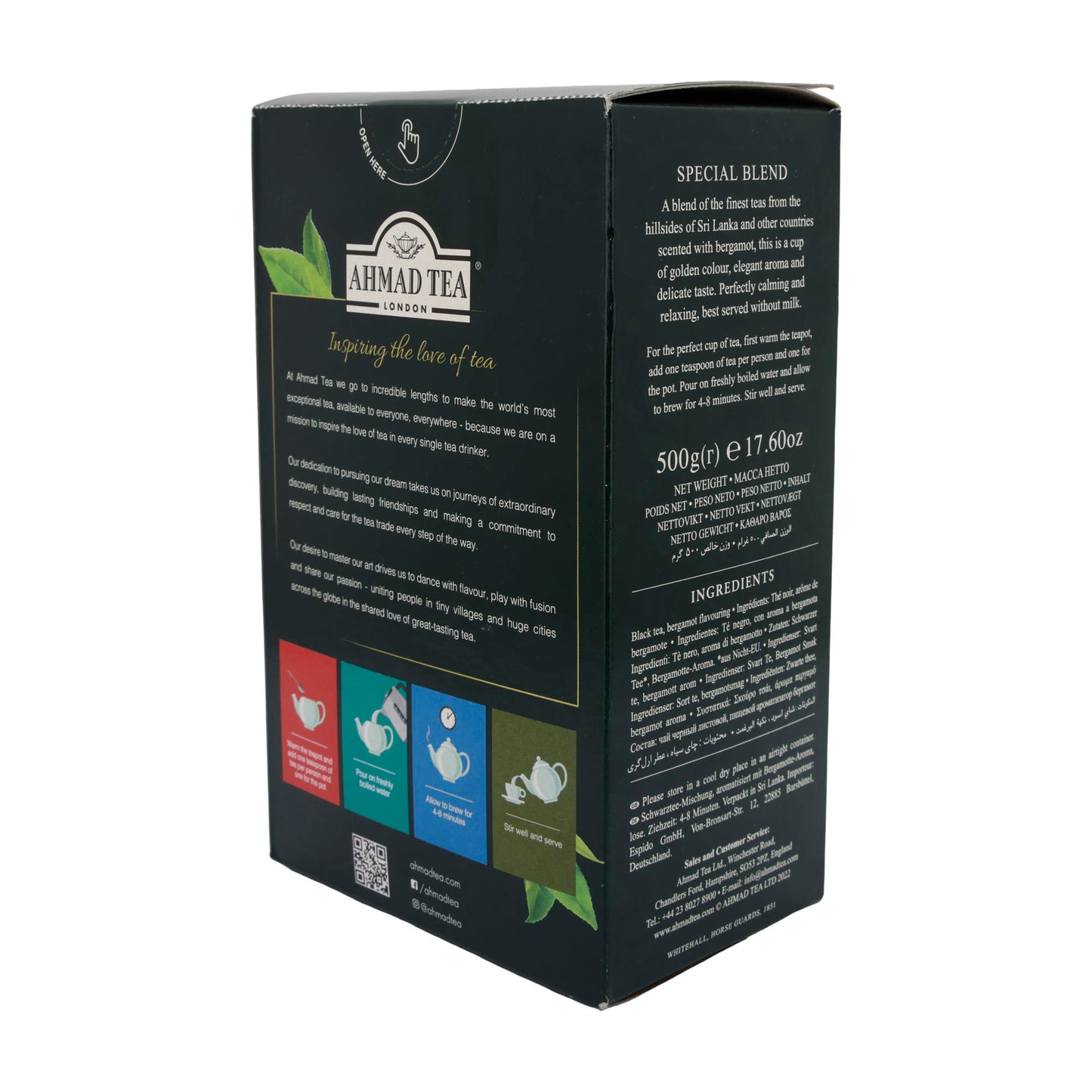 Zwarte thee Ahmad Tea Special Blend | Thee | Fijne zwarte theemelange met bergamot | 500 g