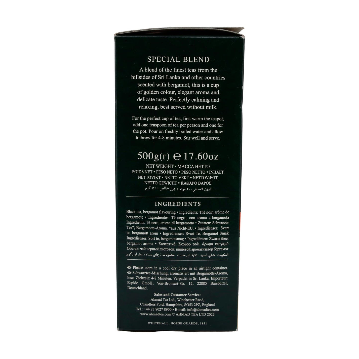 Tè nero Ahmad Tea Special Blend | Tè | Pregiata miscela di tè nero con bergamotto | 500 g