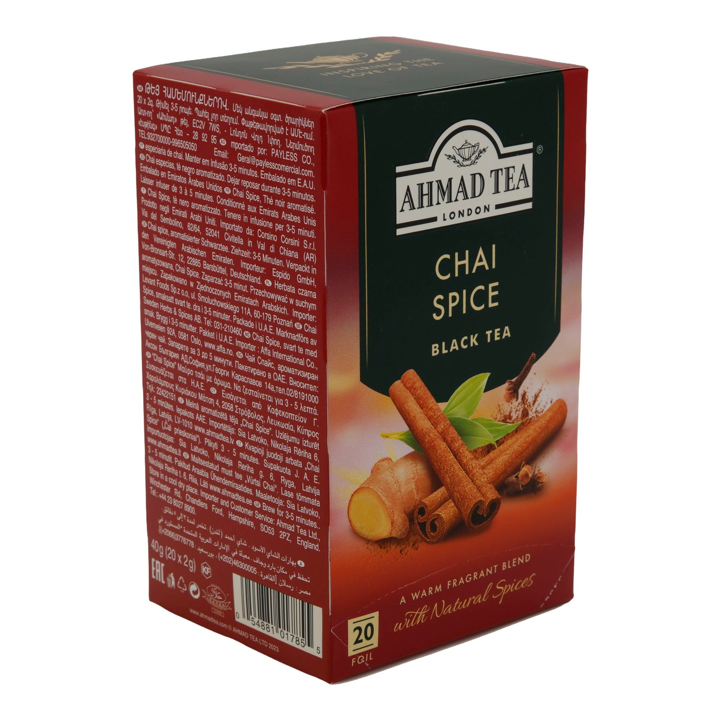 6x20 Aluminum Tea Bags Chai Spice, Ahmad Tea