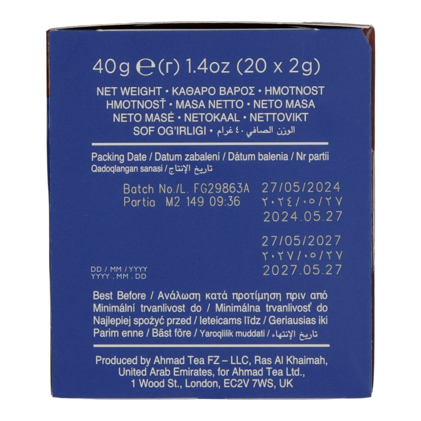 6x20 Aluminum Tea Bags Decaffeinated Indulgent Selection, Ahmad Tea