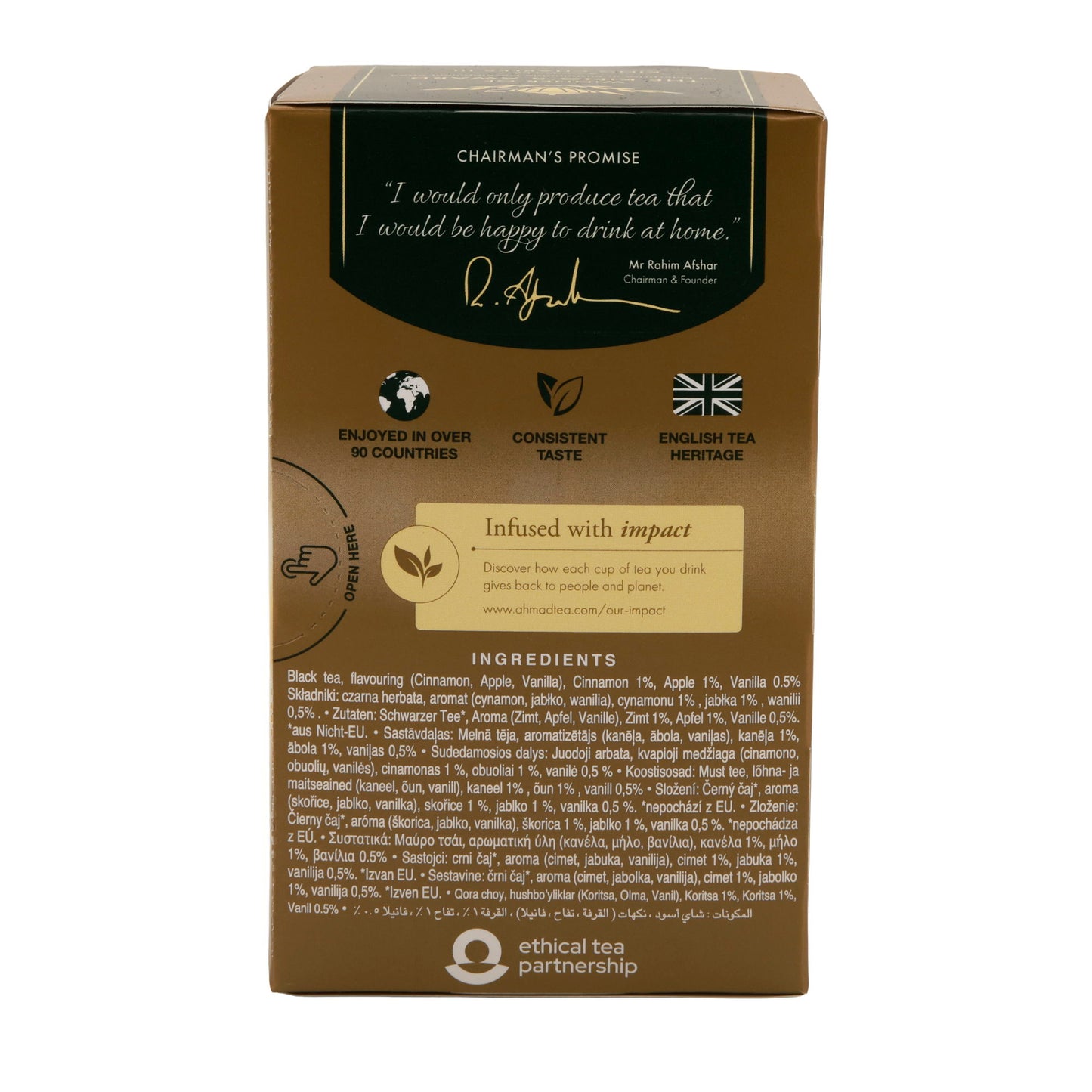 Ahmad Tea Vanilla, Cinnamon & Apple | Schwarzer Tee mit Fruchtstücken| Aromatisch | 500 g