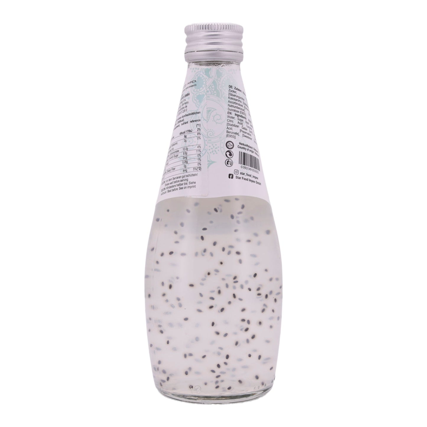 Bevanda ai semi di basilico Star Fresh | Rinfrescante | Con acqua di cocco | 290 ml