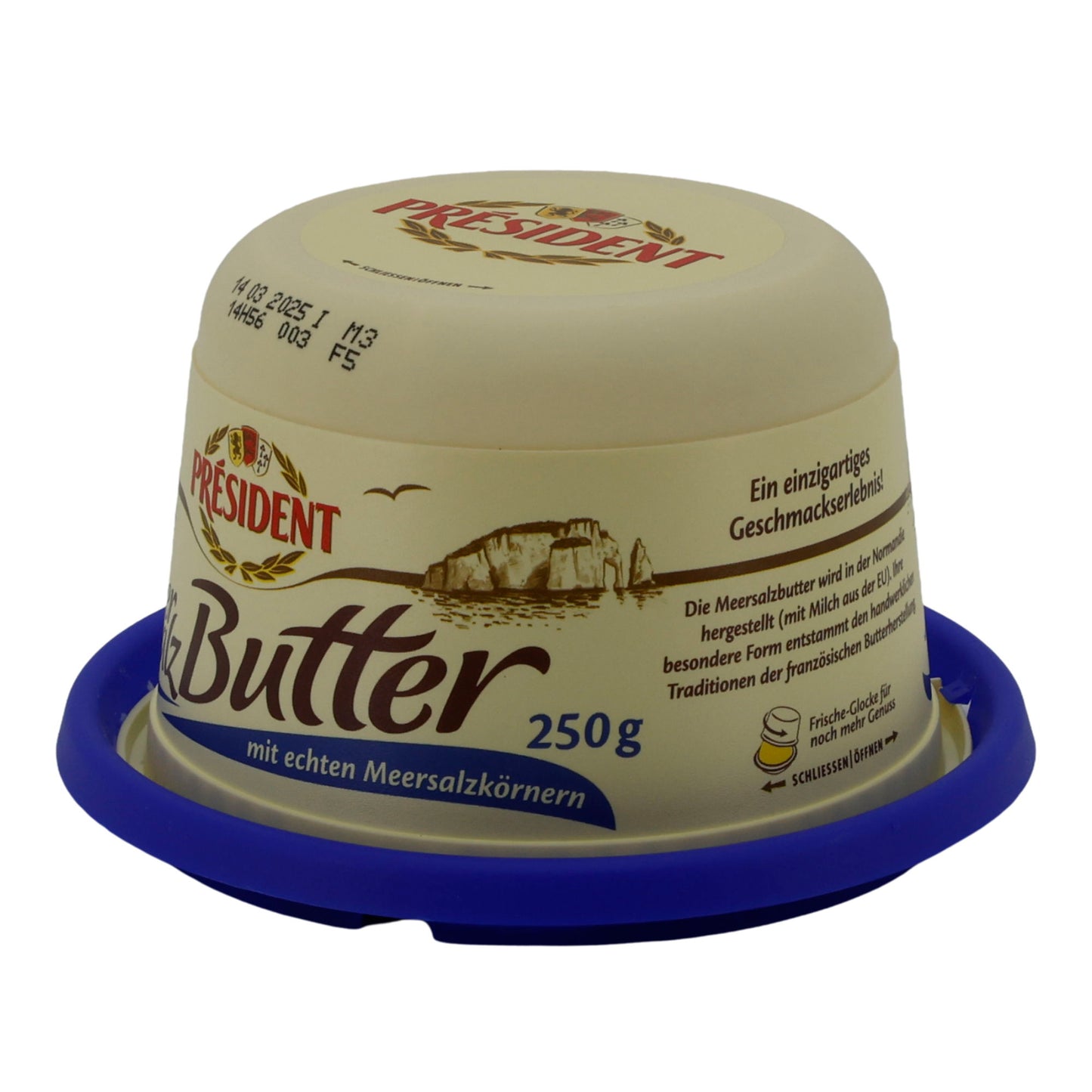 Butter Président Meersalz | Butter | Französische Butter mit Meersalzkörnern | 250 g