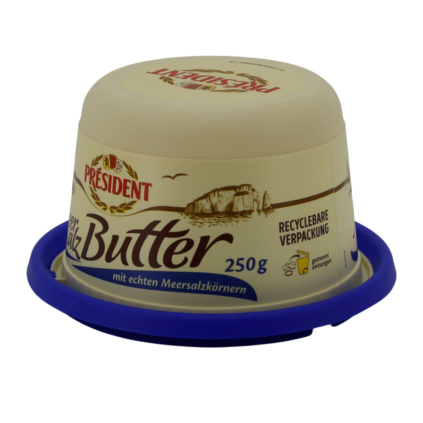 Butter Président Meersalz | Butter | Französische Butter mit Meersalzkörnern | 250 g