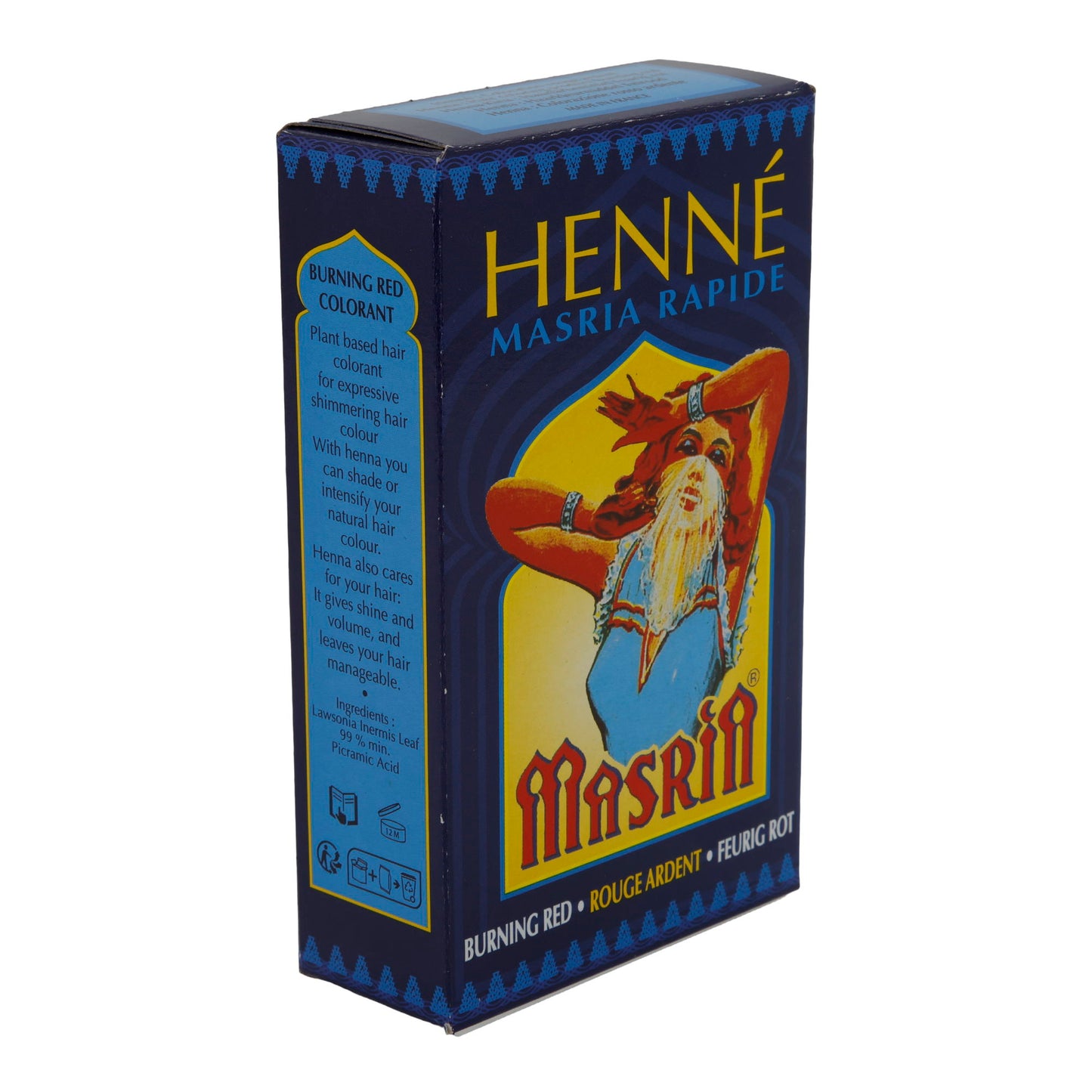 Haarfarbe Henné Masria Rapide | Pflanzenhaarfarbe | Feurig Rot | 85 g