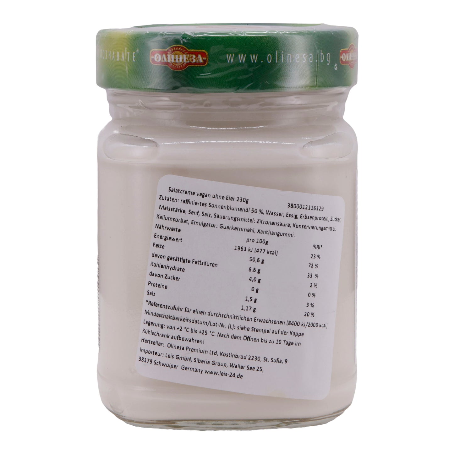 Salatcreme Olinesa | Vegan, ohne Ei | Cremig und lecker | 230 g Glas