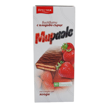 Erdbeer-Biskuits Mirage | Gebäck | Leckere Waffeln mit Erdbeerfüllung | 178 g Packung PRESTIGE