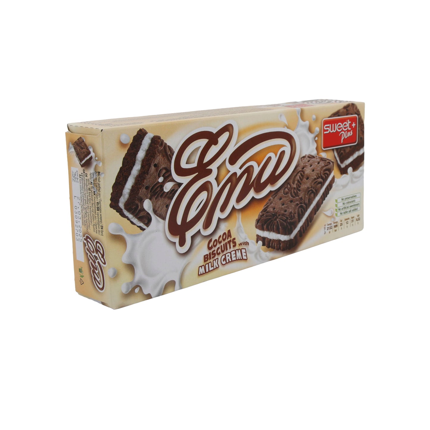 Kakaokoekjes Sweet Plus | Emu | Met melkcrème | 160 g
