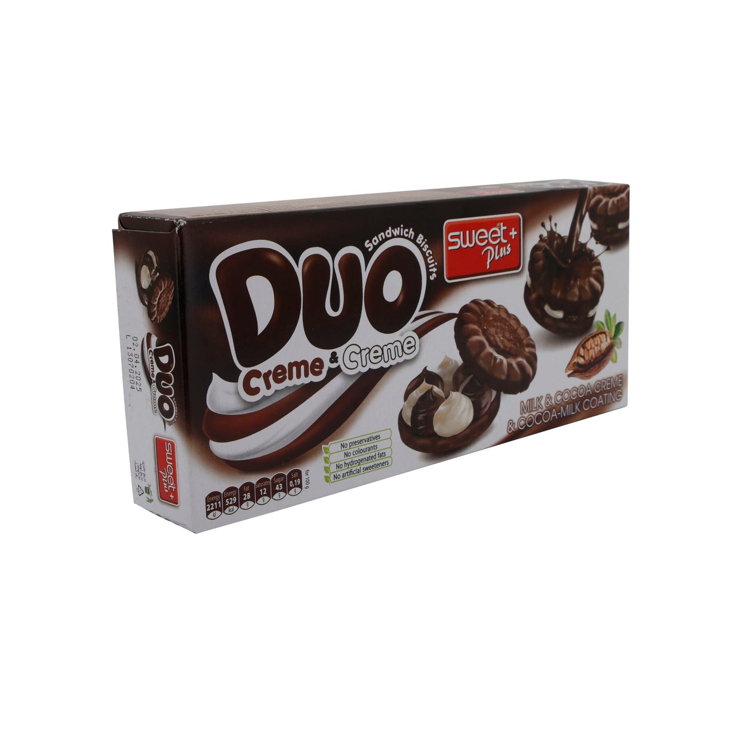 DUO Sweet Plus | Koekje | Met melk- en cacaocrème en laagje | 150 g