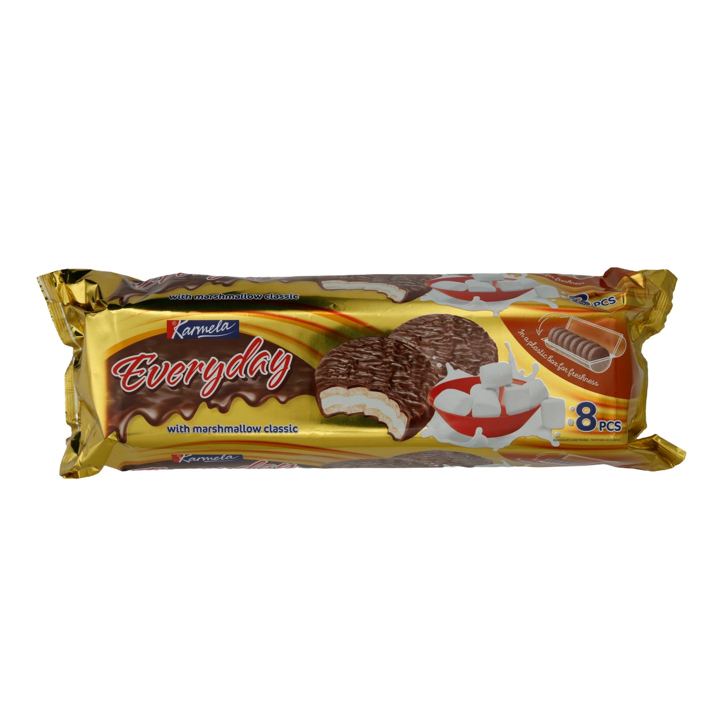 Biscotti al cioccolato quotidiani Karmela | Con marshmallow | Cioccolato fondente e ripieno soffice | 8 pezzi