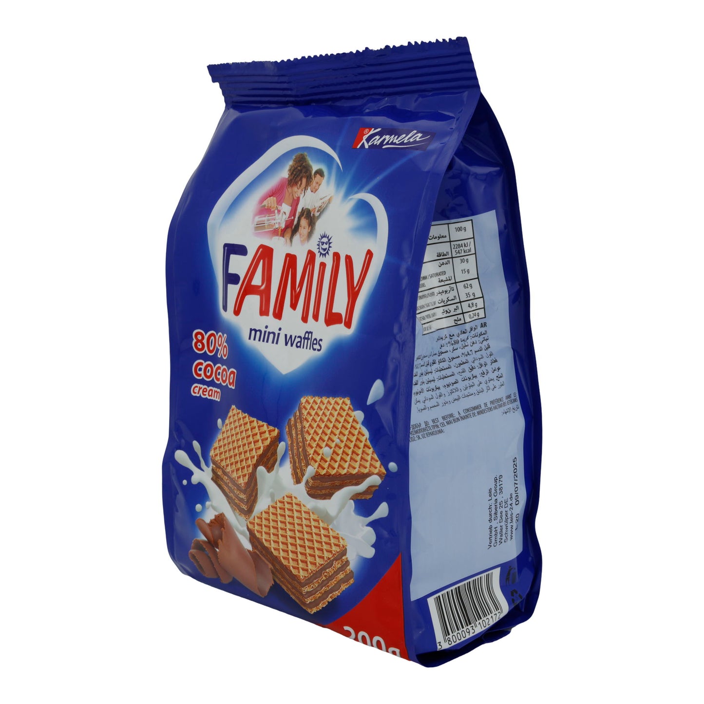 Waffeln Karmela Family | Mini | Mit 80 % Kakao-Creme | 200g
