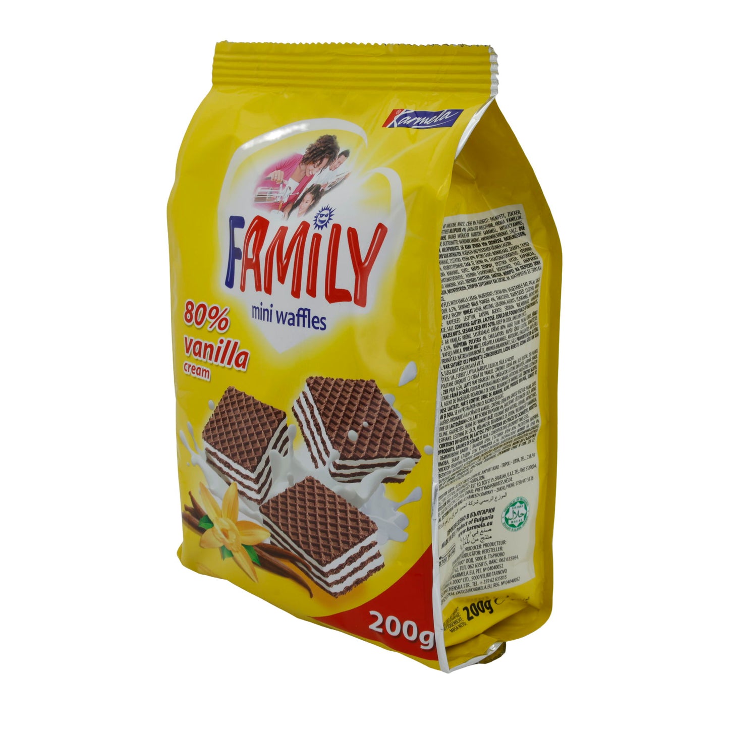 Mini Waffles Family | Vaniglia | Waffle croccanti con 80% crema alla vaniglia | 200 g