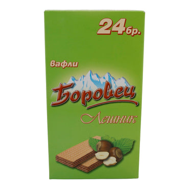 Waffeln Borovets | Waffeln mit Haselnusscremefüllung | Knusprige Süßigkeit mit zarter Haselnusscreme | 24 Stück, 550 g BOROVETS