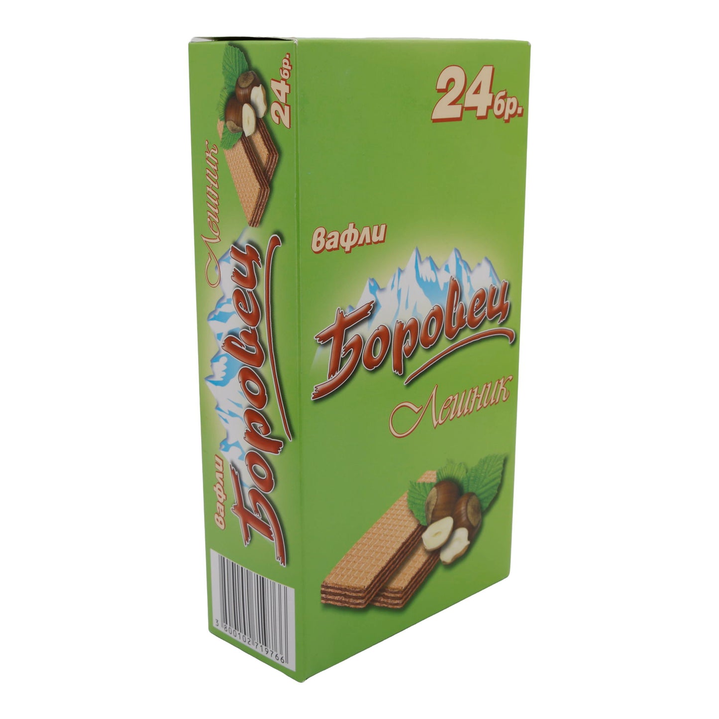 Waffeln Borovets | Waffeln mit Haselnusscremefüllung | Knusprige Süßigkeit mit zarter Haselnusscreme | 24 Stück, 550 g