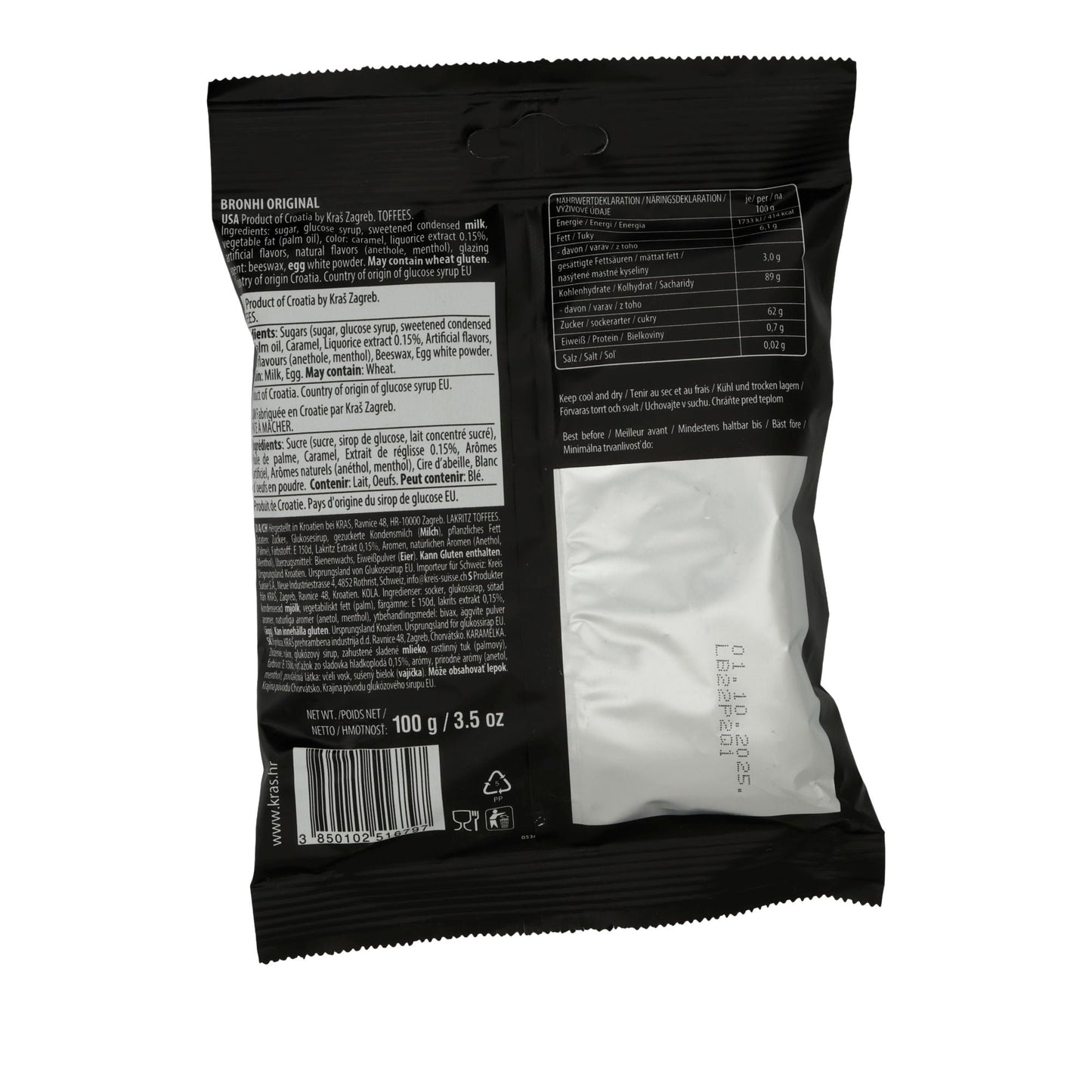 Kräuter-Toffees Bronhi Original | Wohltuender Genuss | Mit Kräuterextrakten | 100 g KRAS