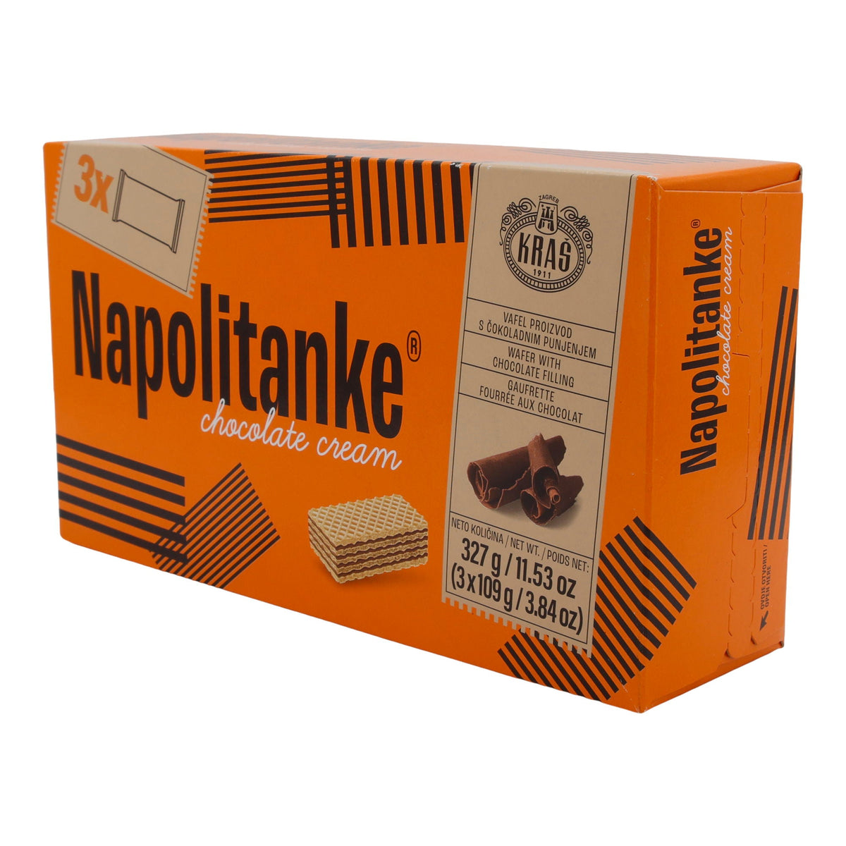 Waffeln mit Schokoladencreme Kraš Napolitanke | Waffeln | Knuspriger Genuss | 327 g (3x109 g) KRAS
