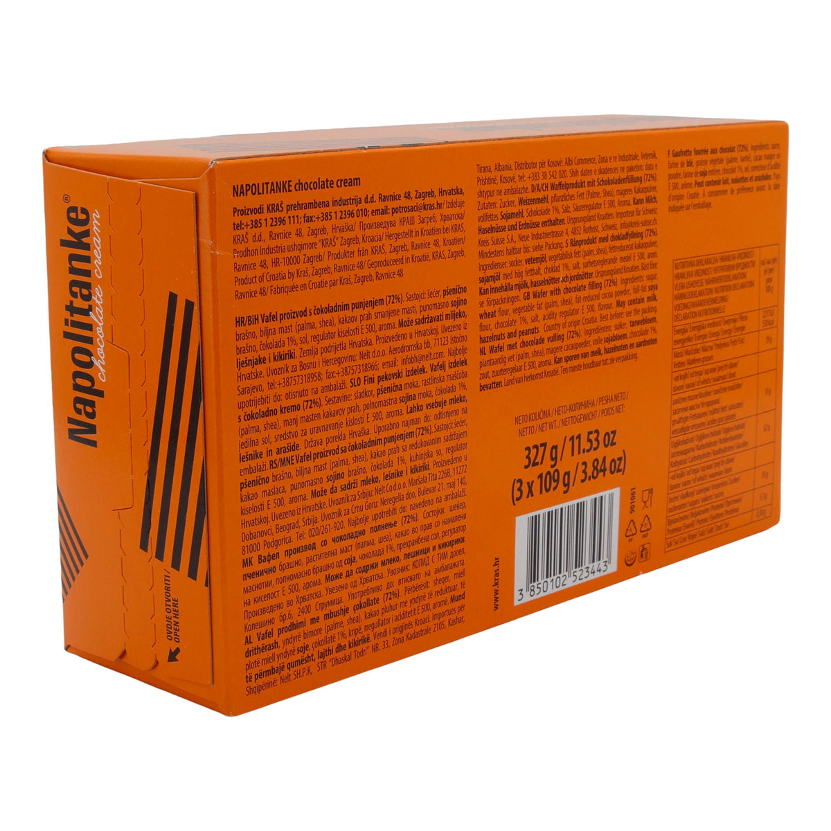 Waffeln mit Schokoladencreme Kraš Napolitanke | Waffeln | Knuspriger Genuss | 327 g (3x109 g) KRAS