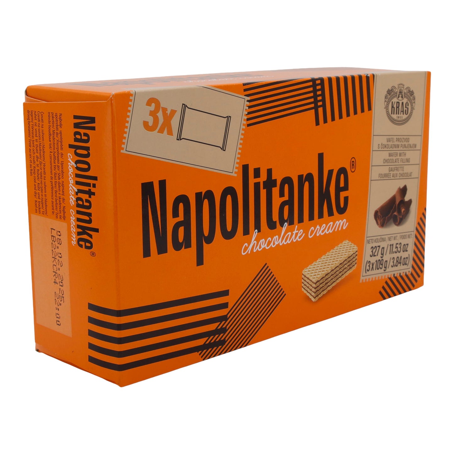 Waffeln mit Schokoladencreme Kraš Napolitanke | Waffeln | Knuspriger Genuss | 327 g (3x109 g)