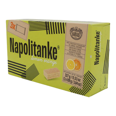 Waffeln Kraš Napolitanke | Gebäck | mit Zitronen- & Orangencremefüllung im 3er Pack | 327g