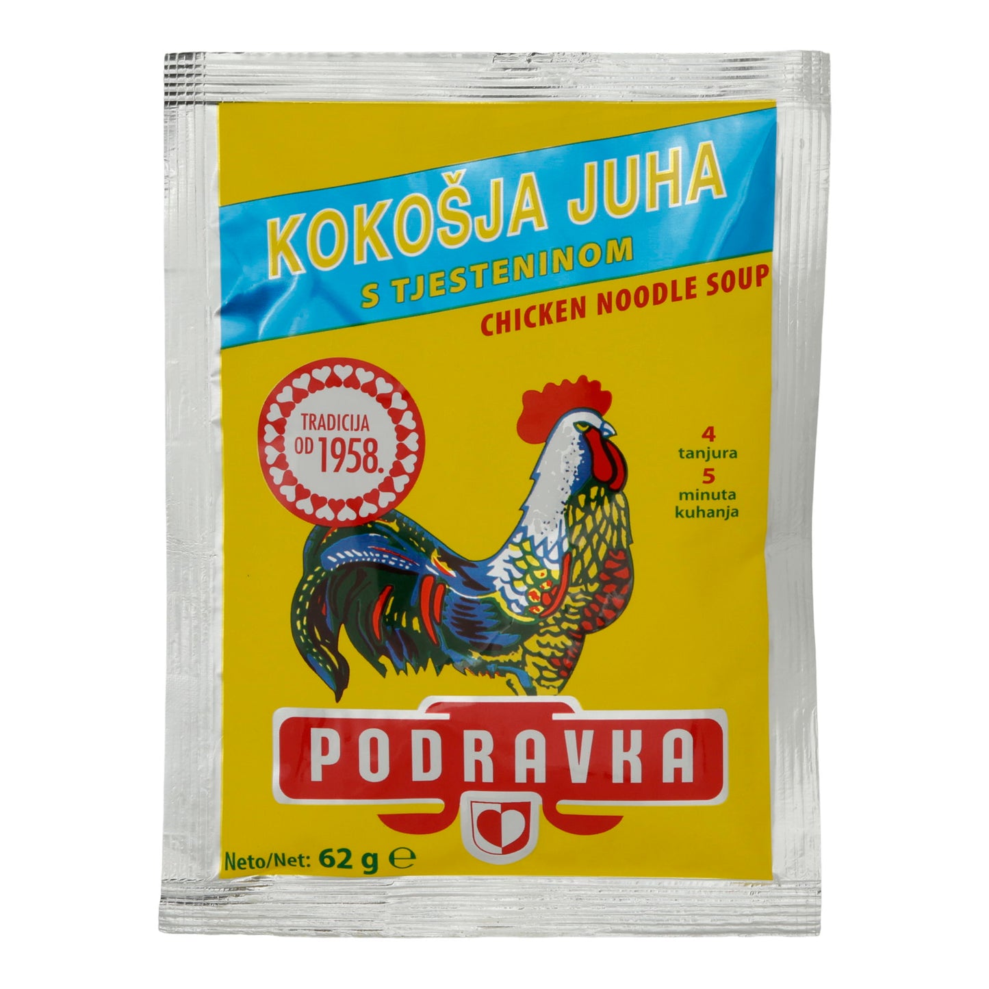 Hühnersuppe Podravka | Met noedels | Klassiek, uit Kroatië | 62 g