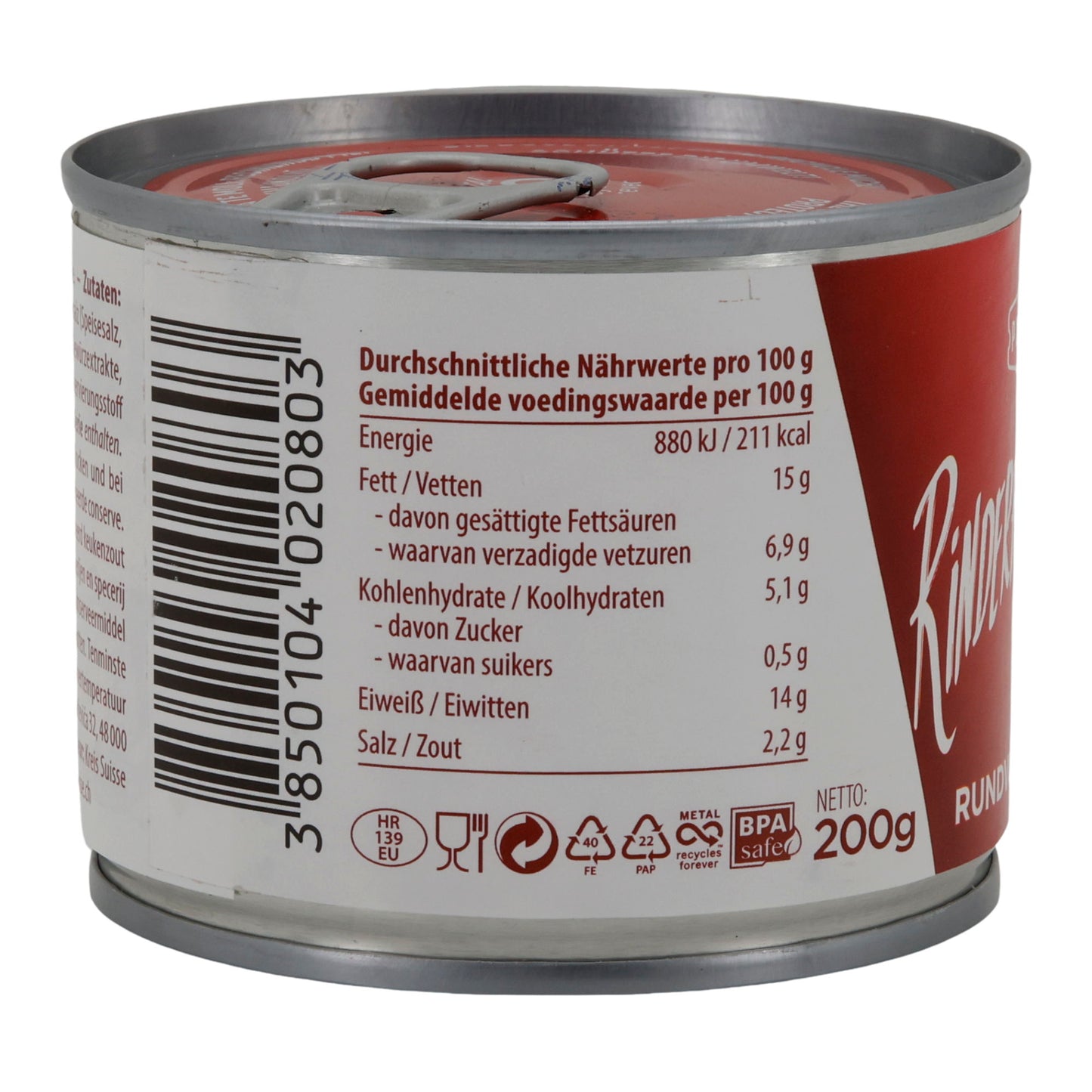 Runderontbijtvlees Podravka | Vlees | Gerookt runderontbijtvlees | 200 g