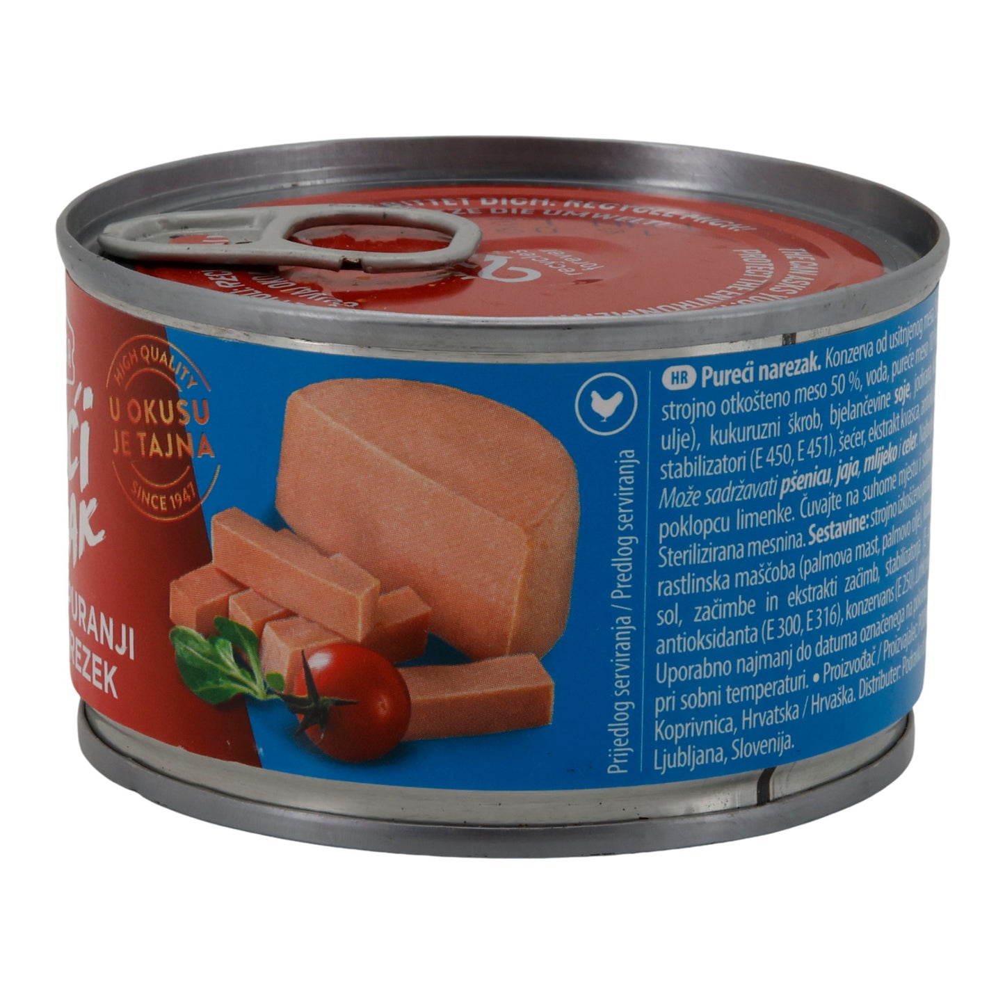 Carne in scatola Podravka affettato di tacchino | Carne in scatola | Saporito e speziato, versatile | 150 g