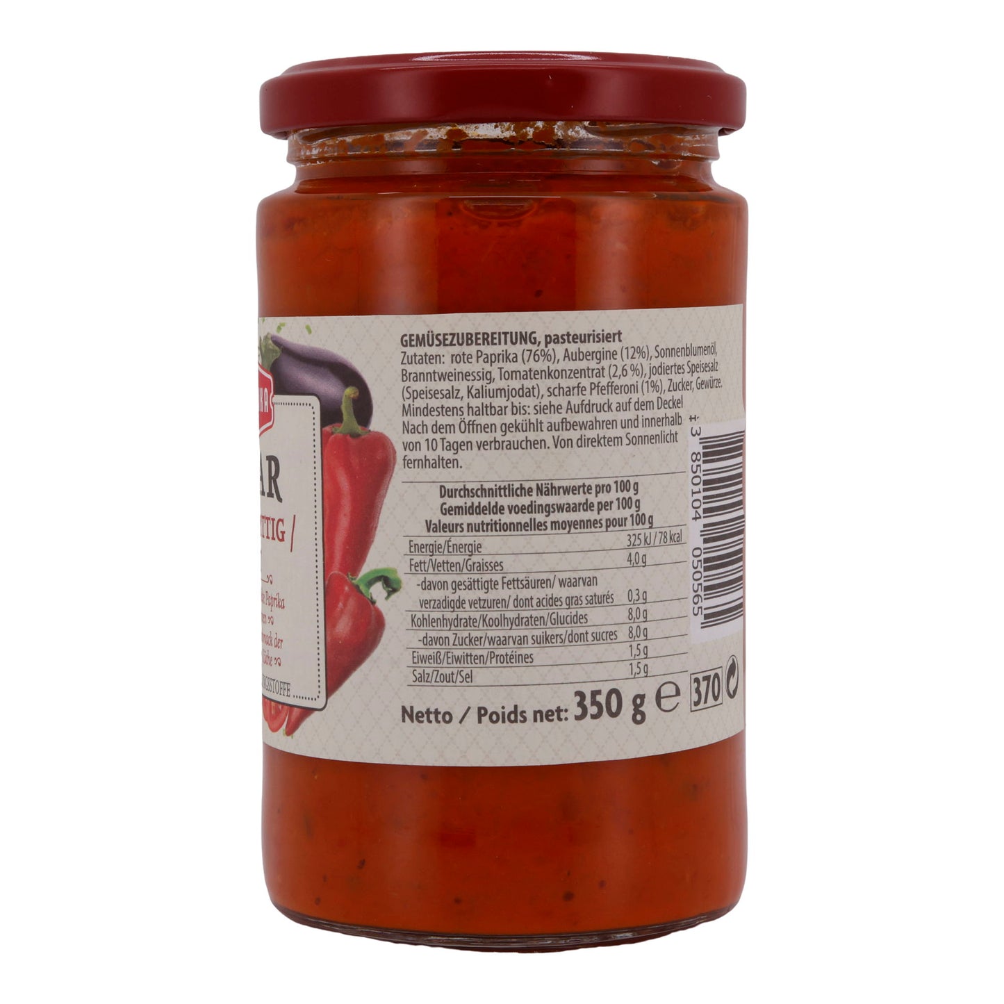 Paprikapasta Podravka | Ajvar Pittig | Kruidig, voor Zuidoost-Europese keuken | 350 g