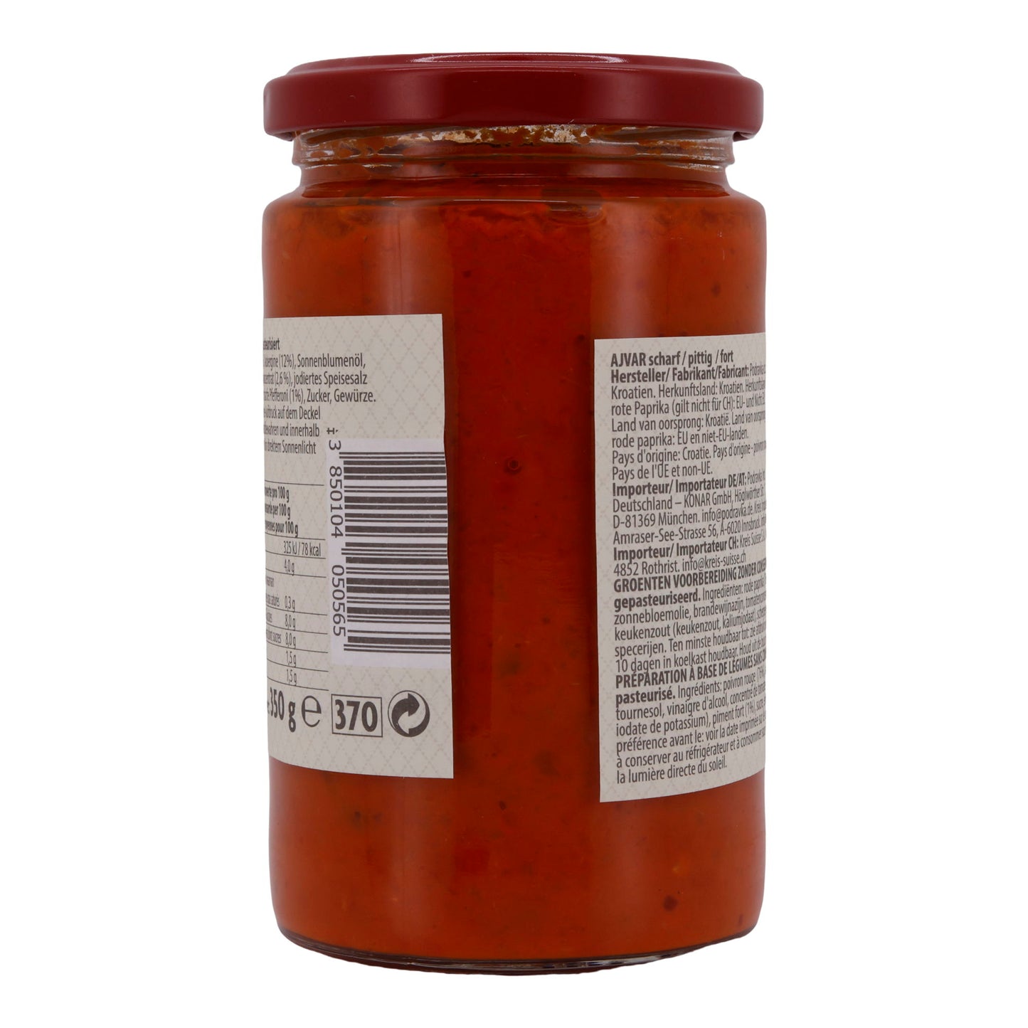 Paprikapasta Podravka | Ajvar Pittig | Kruidig, voor Zuidoost-Europese keuken | 350 g