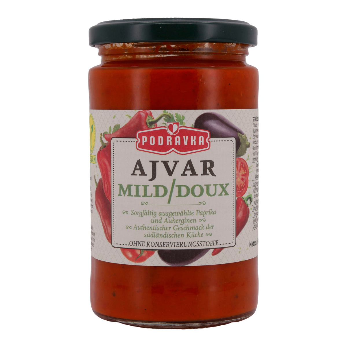 Paprikapaste Podravka | Ajvar Mild | Authentisch aus Paprika & Auberginen | 350 g PODRAVKA