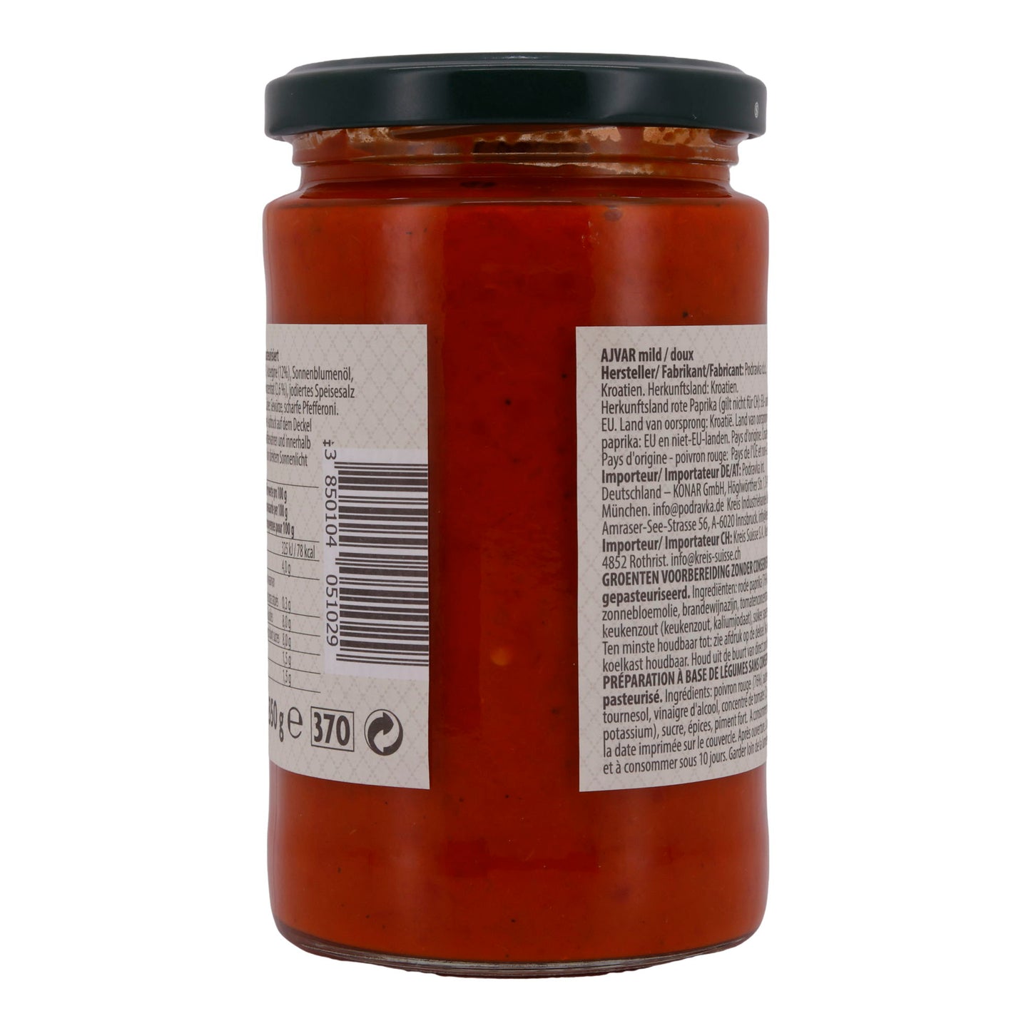Paprikapasta Podravka | Ajvar Mild | Authentiek van paprika & aubergines | 350 g