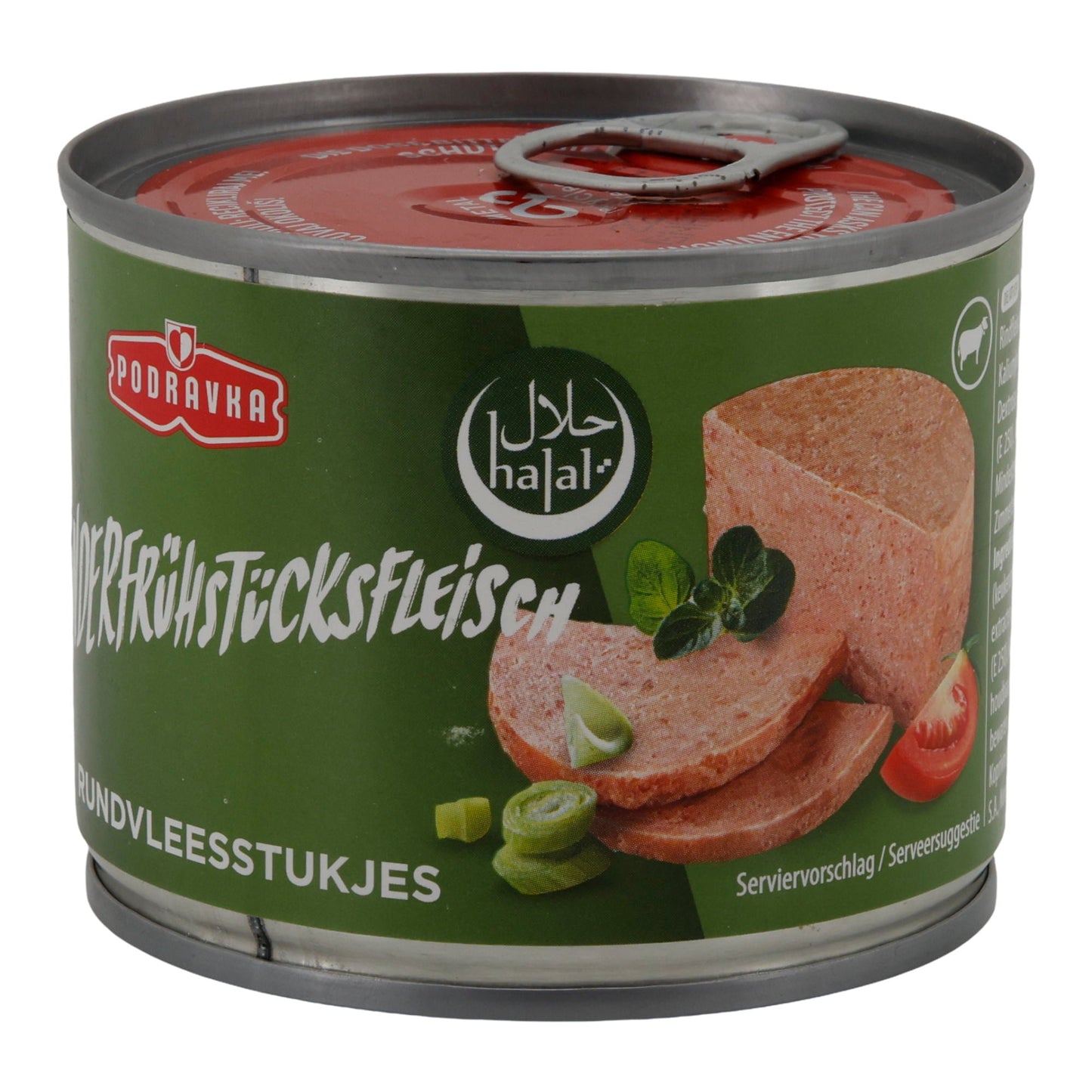 Rindfleischkonserve Podravka Rinderfrühstücksfleisch Halal | Konserve | Hochwertig | 200 g PODRAVKA