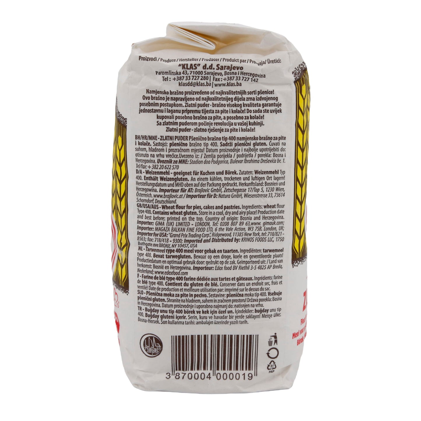 Weizenmehl Klas Zlatni Puder | Mehl | Für Kuchen & Börek | 1kg