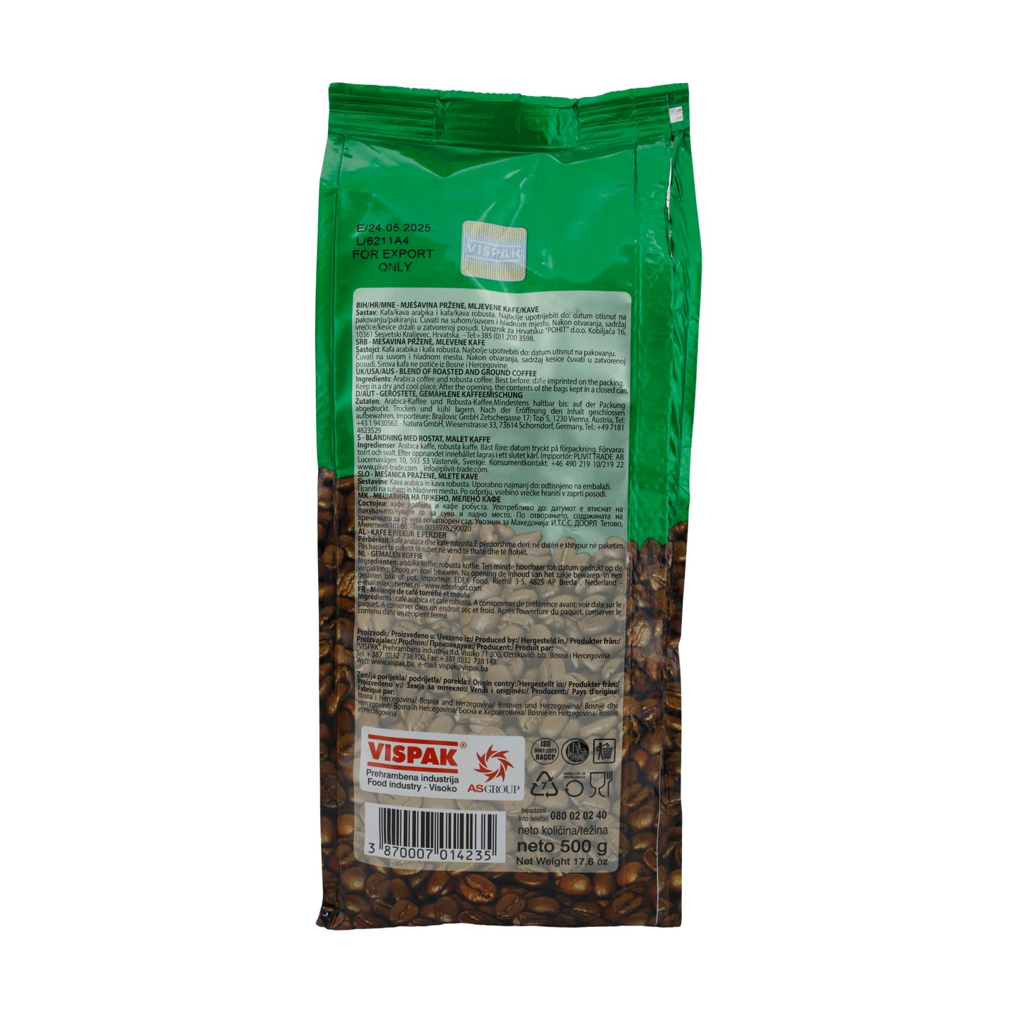 Bosnischer Kaffee Zlatna Džezva | Traditioneller gemahlener Kaffee | Geröstet | 500 g