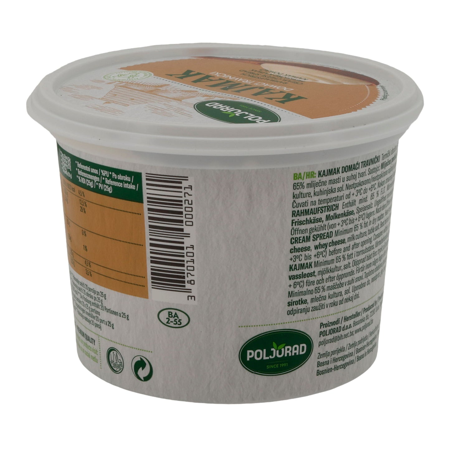 Crema di panna Kajmak Domaći Travnički | Tradizionale | Dalla Bosnia | 500 g