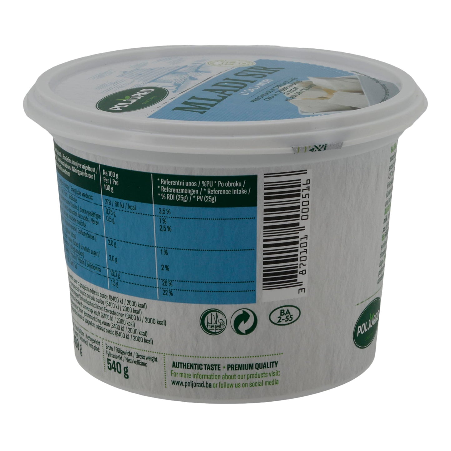 Formaggio fresco Poljorad Mladi Sir in salamoia | Formaggio fresco | In salamoia | 540 g