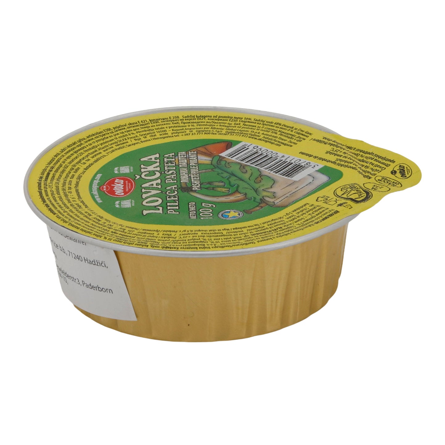 Paté Ovako Lovačka Pollo | Piccante | Paté di pollo alla cacciatora | 100 g