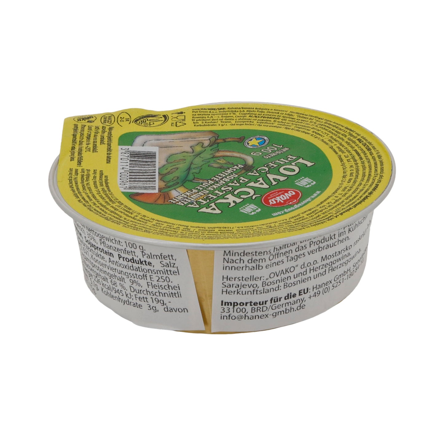 Paté Ovako Lovačka Pollo | Piccante | Paté di pollo alla cacciatora | 100 g