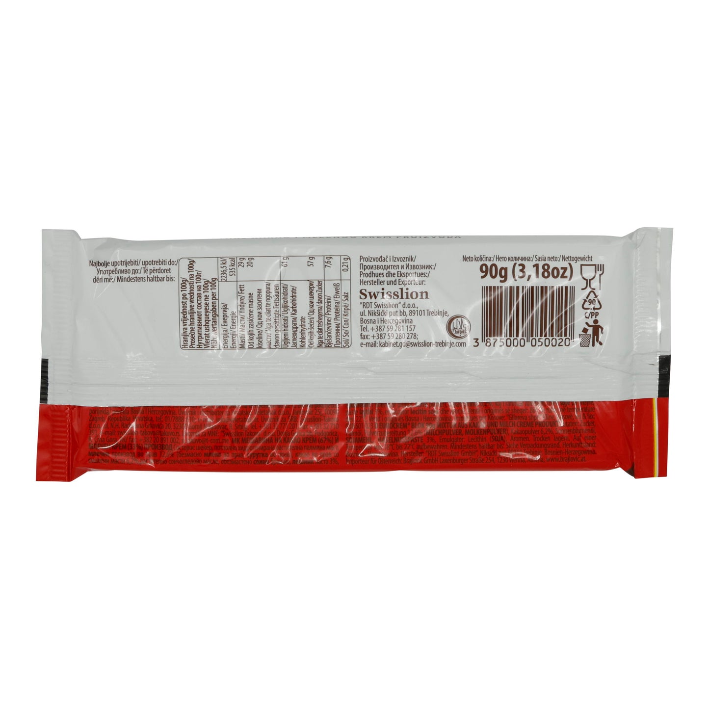 Creme Eurocrem | Blok | Haselnuss-Kakao-Creme in Schokoladenblock | 90 g