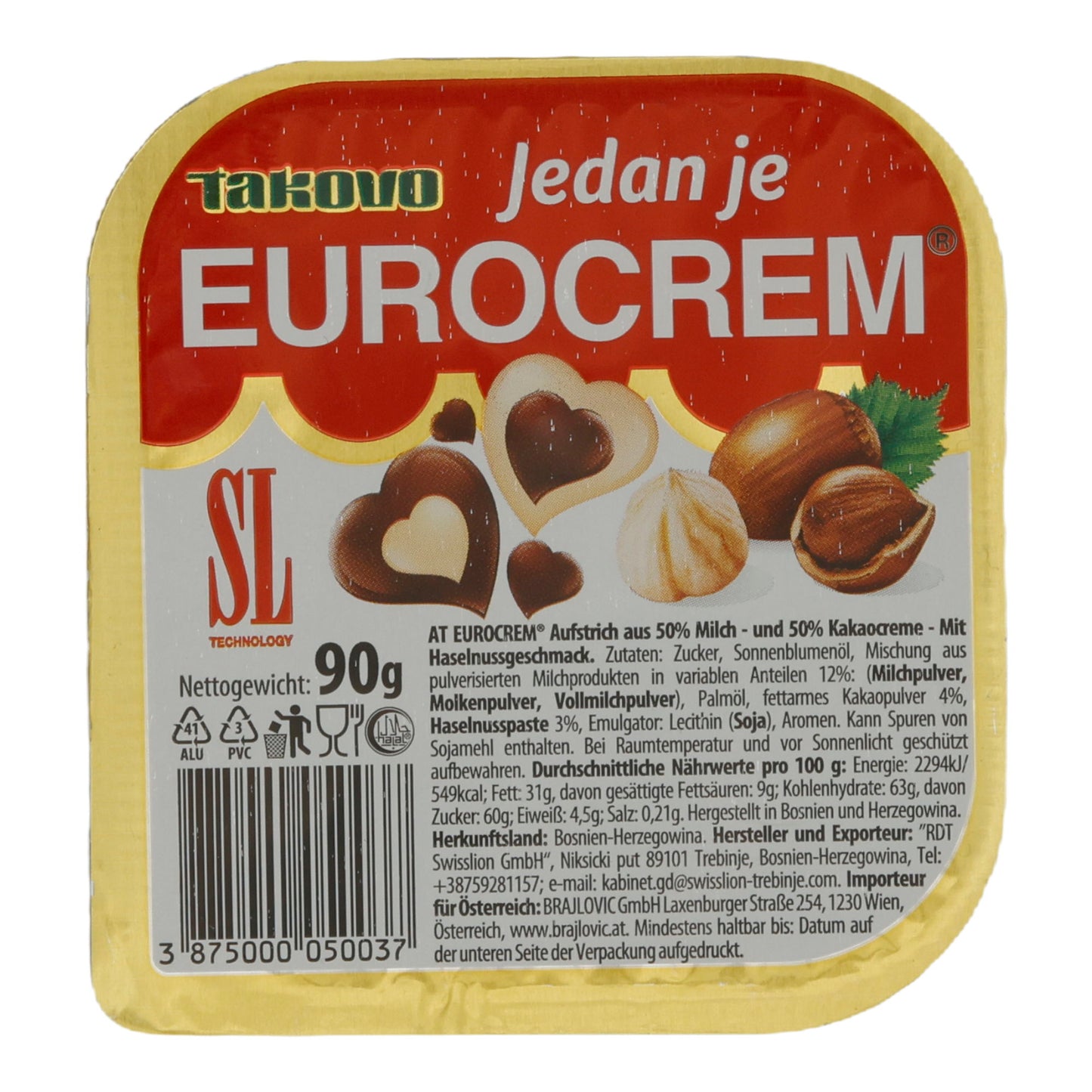 Creme Takovo | Eurocrem | Zweifarbige Milch- und Kakaocreme für den perfekten Genuss | 90 g