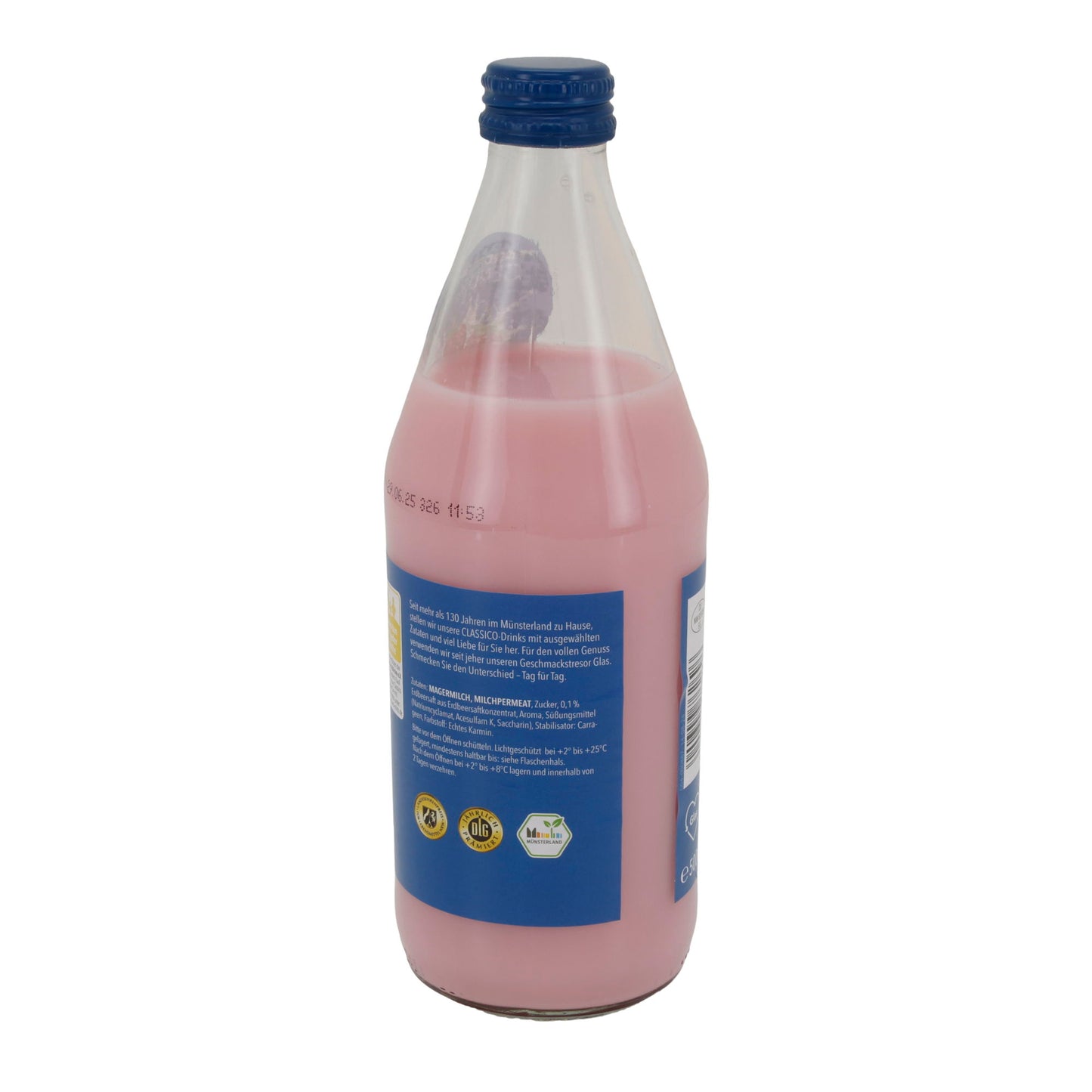 Milchmischgetränk Münsterland Classico Erdbeergeschmack | Milchmischgetränk | 1,5 % Fett | 500 ml Glasflasche