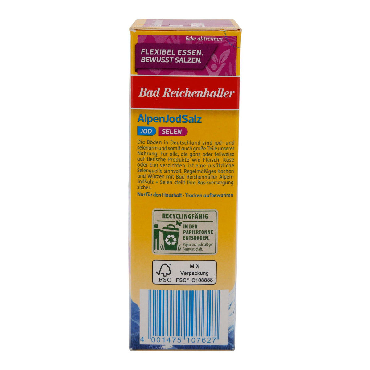 Salz Bad Reichenhaller Alpen JodSalz | mit Selen | jodiertes Speisesalz für gesunde Ernährung | 500 g - Taste Your World