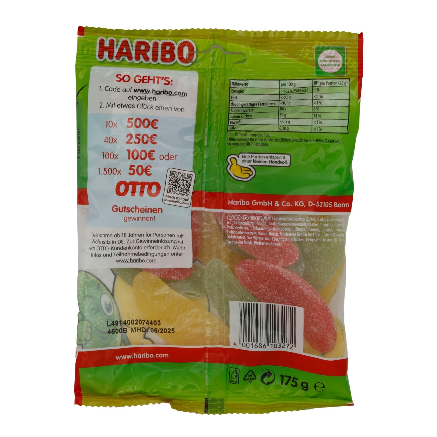 Fruchtgummis HARIBO | Super Gurken | Vegan, mit Gurken- & Fruchtgeschmack | 175g HARIBO