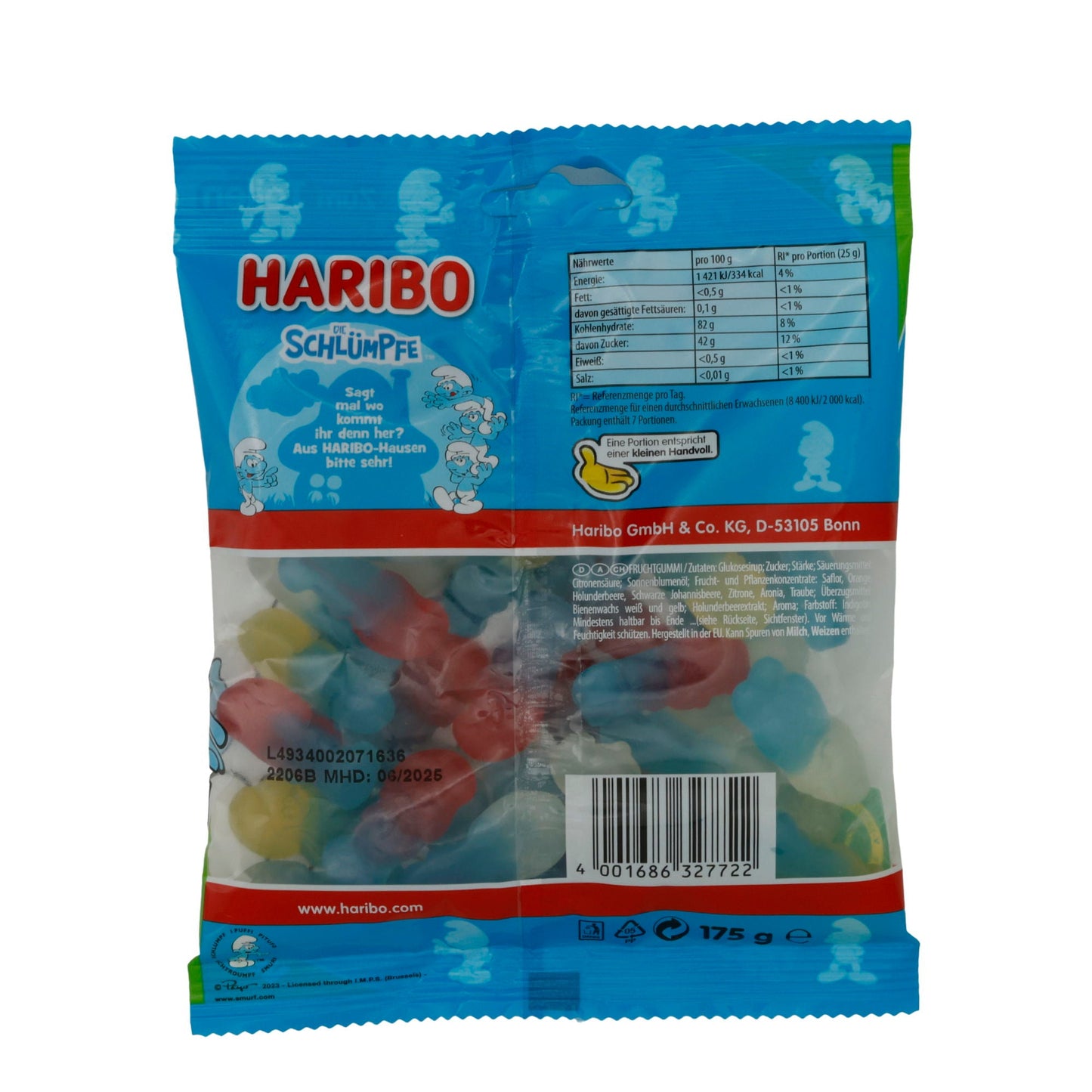 Schlümpfe Haribo | Veggie-Gummibärchen | In Schlümpfe-Form | 175 g HARIBO