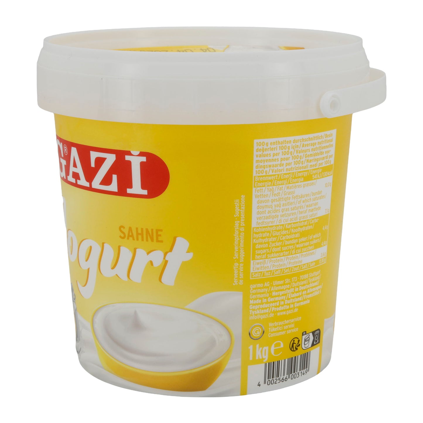 Yaourt Gazi Sahnejoghurt | Yaourt | Extra crémeux avec 10 % de matière grasse | 1 kg