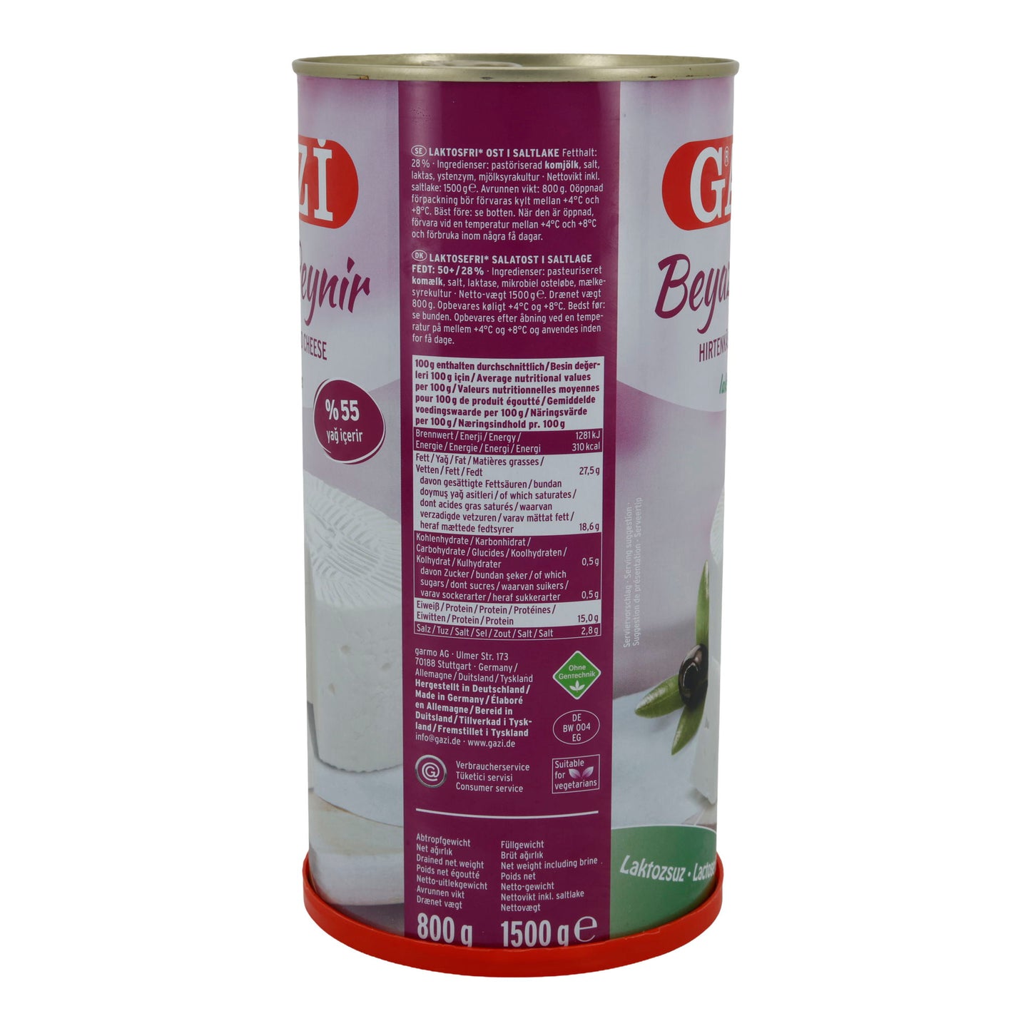 Hirtenkäse Gazi Beyaz Peynir Lactosevrij | Traditioneel | 55% vet i. Tr. in pekel | 1500 g