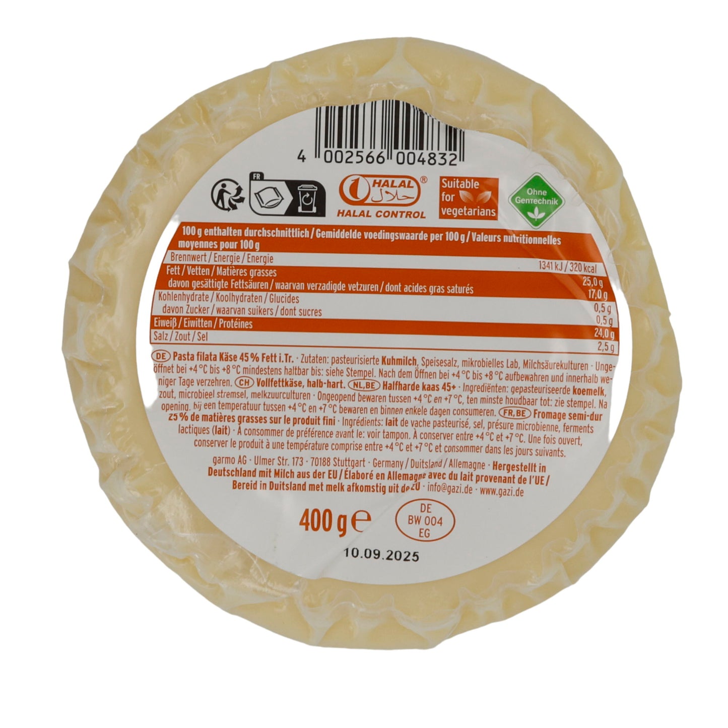Käse Gazi | Formaggio Kaşar | Formaggio Kashkaval 45% grassi | 400 g