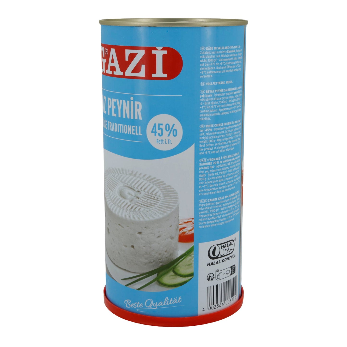 Hirtenkäse Gazi Beyaz Peynir | Hirtenkäse in Salzlake | 45 % Fett i. Tr. | 1500 g GAZI