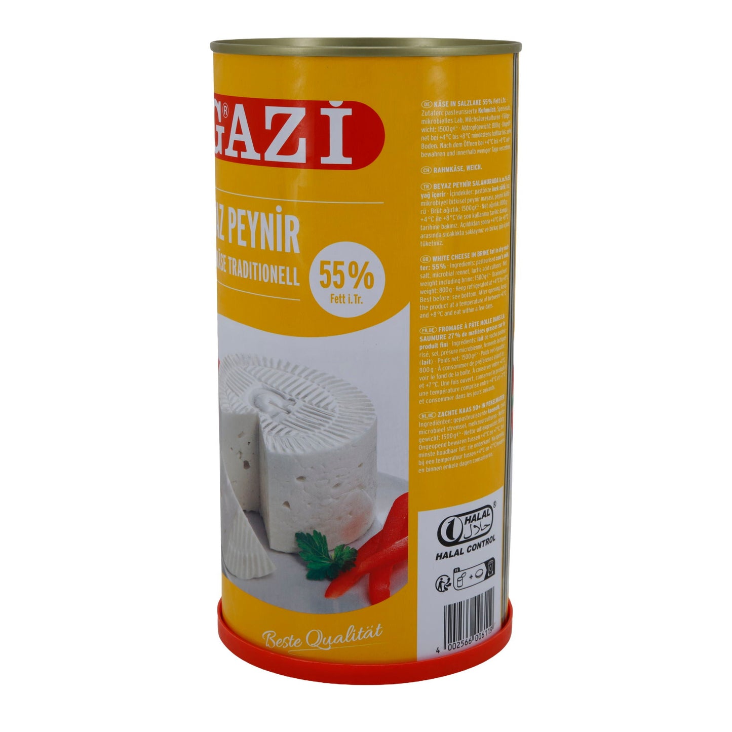 Hirtenkäse Gazi Beyaz Peynir | Traditionell | 55 % Fett i. Tr. in Salzlake | 1500 g GAZI
